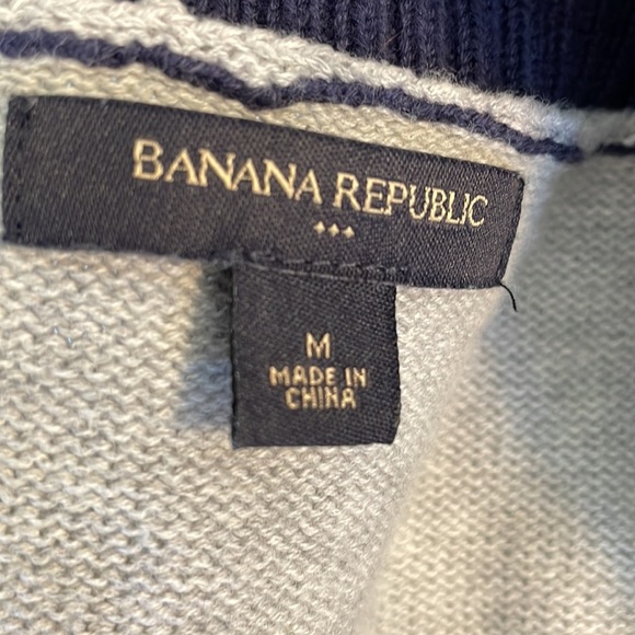 Banana Republic woman’s bold striped sweater 100% cotton Shawl collar Med - Picture 7 of 12